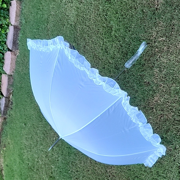 totes Accessories Totes White Auto Open Ruffled Stick Umbrella